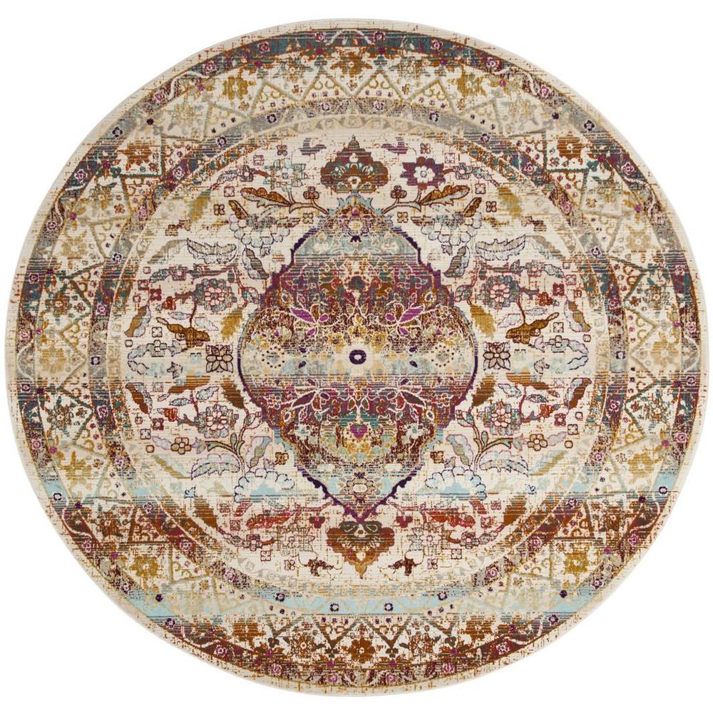 BALDWIN, IVORY / FUCHSIA, 6'-7" X 6'-7" Round, Area Rug. Picture 1