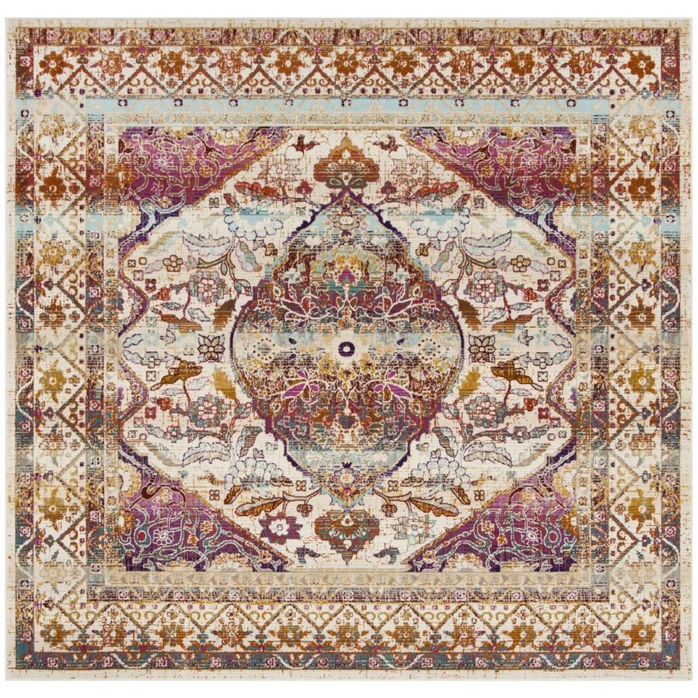 BALDWIN, IVORY / FUCHSIA, 6'-7" X 6'-7" Square, Area Rug. Picture 1