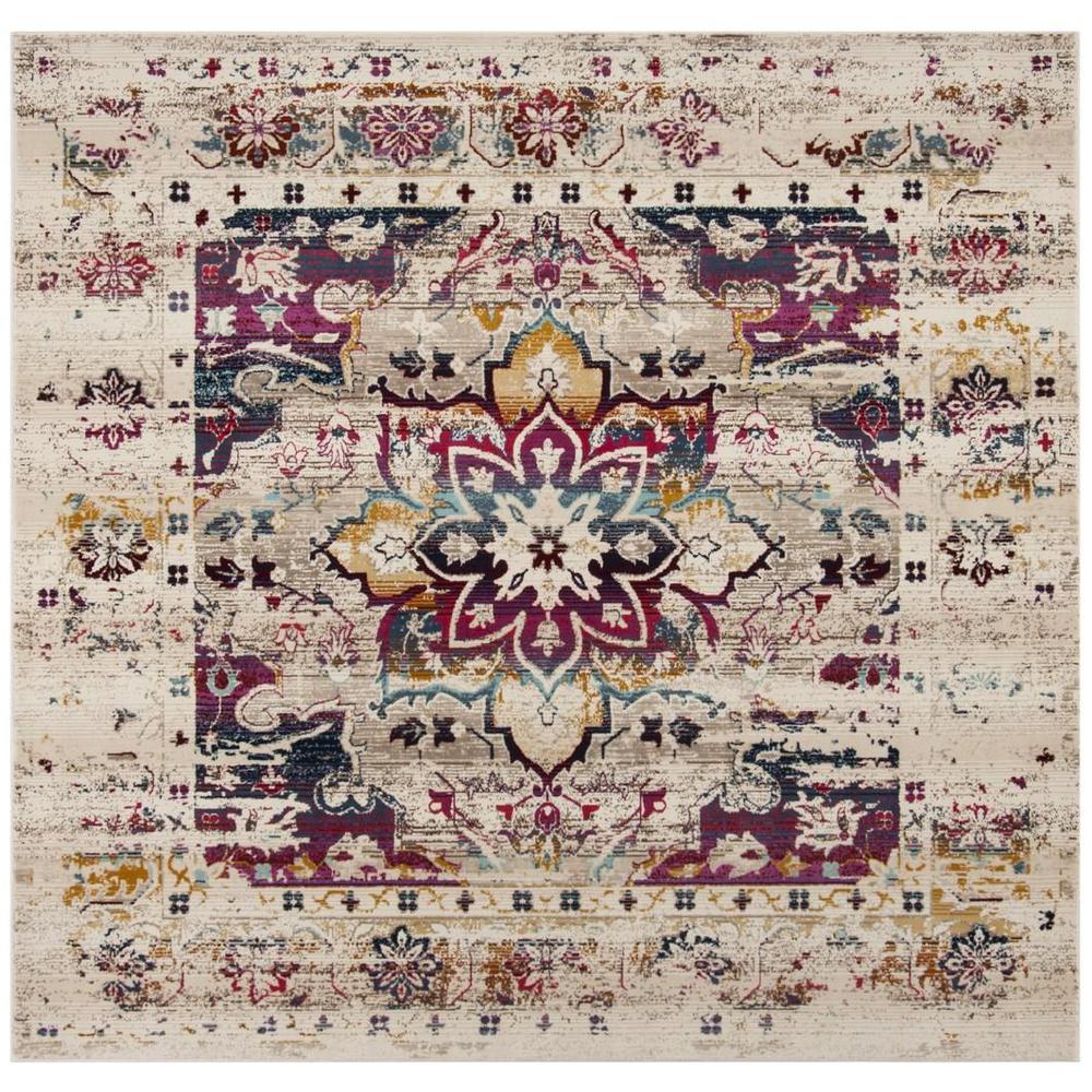 BALDWIN, CREAM / FUCHSIA, 6'-7" X 6'-7" Square, Area Rug. Picture 1