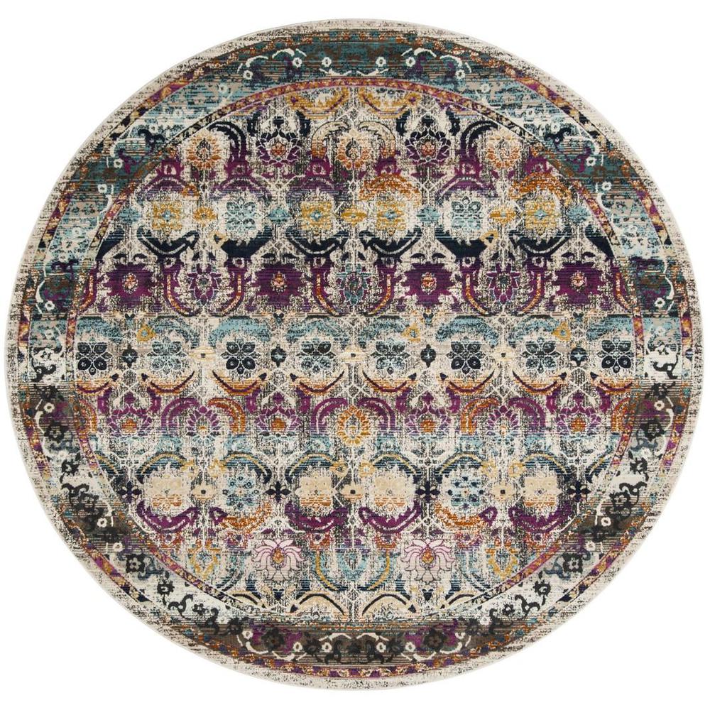 BALDWIN, CREAM / MULTI, 6'-7" X 6'-7" Round, Area Rug. Picture 1