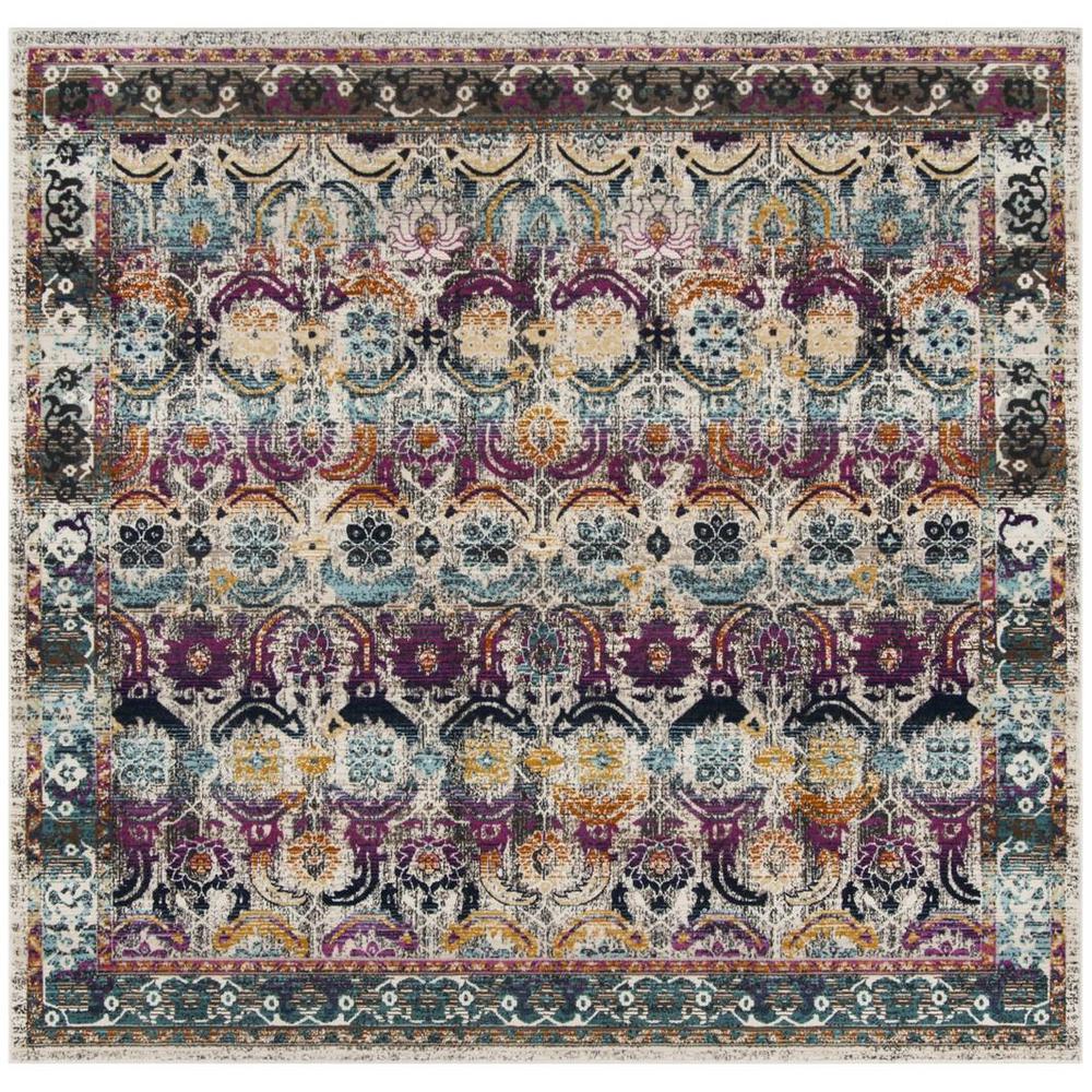 BALDWIN, CREAM / MULTI, 6'-7" X 6'-7" Square, Area Rug. Picture 1