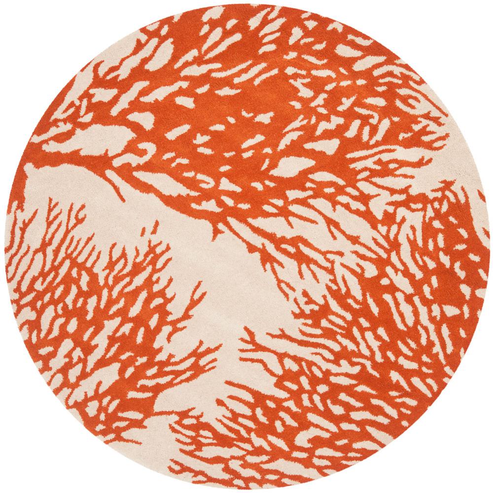 BELLA, BEIGE / TERRACOTTA, 5' X 5' Round, Area Rug. Picture 1