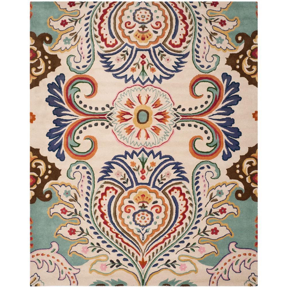 BELLA, IVORY / BLUE, 10' X 14', Area Rug. Picture 1