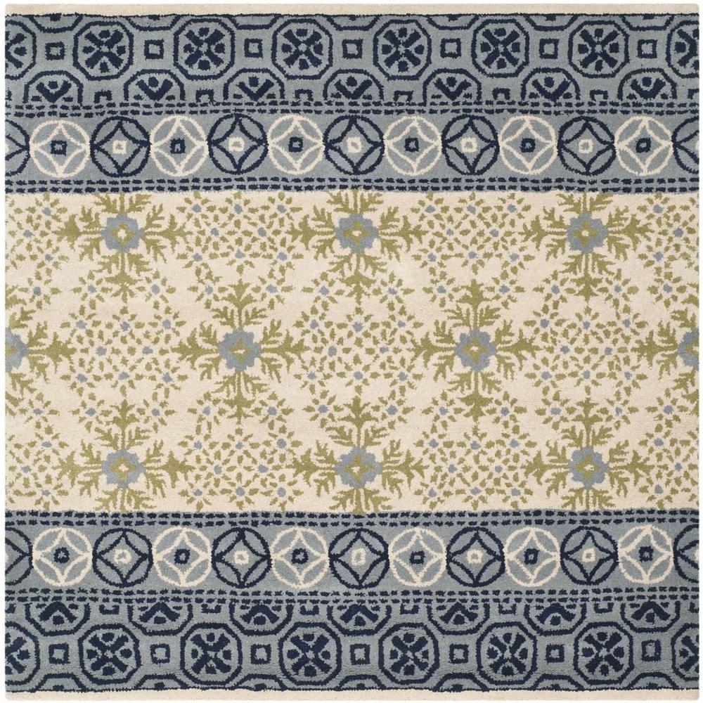 BELLA, IVORY / BLUE, 5' X 5' Square, Area Rug, BEL119A-5SQ. Picture 1