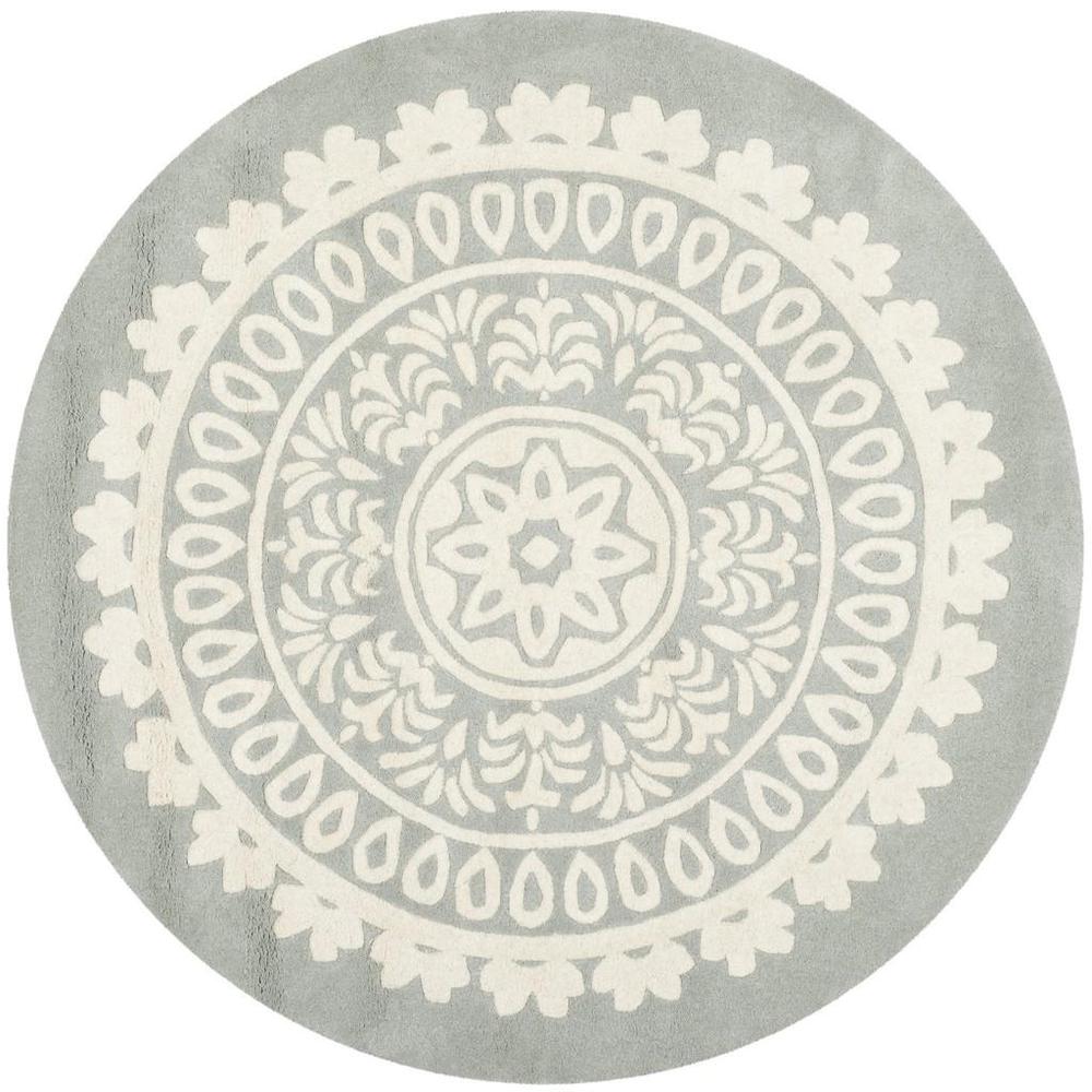 BELLA, GREY / IVORY, 5' X 5' Round, Area Rug, BEL122A-5R. Picture 1