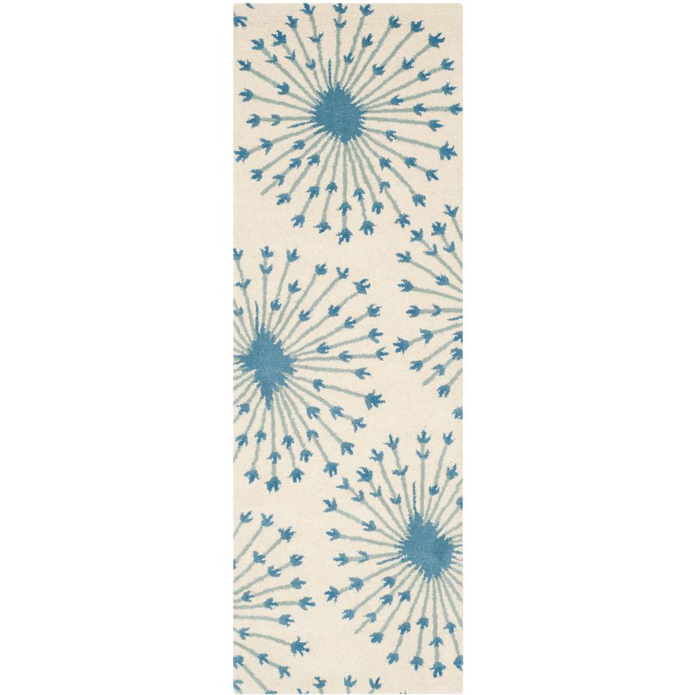 BELLA, BEIGE / BLUE, 2'-3" X 7', Area Rug, BEL123B-27. Picture 1