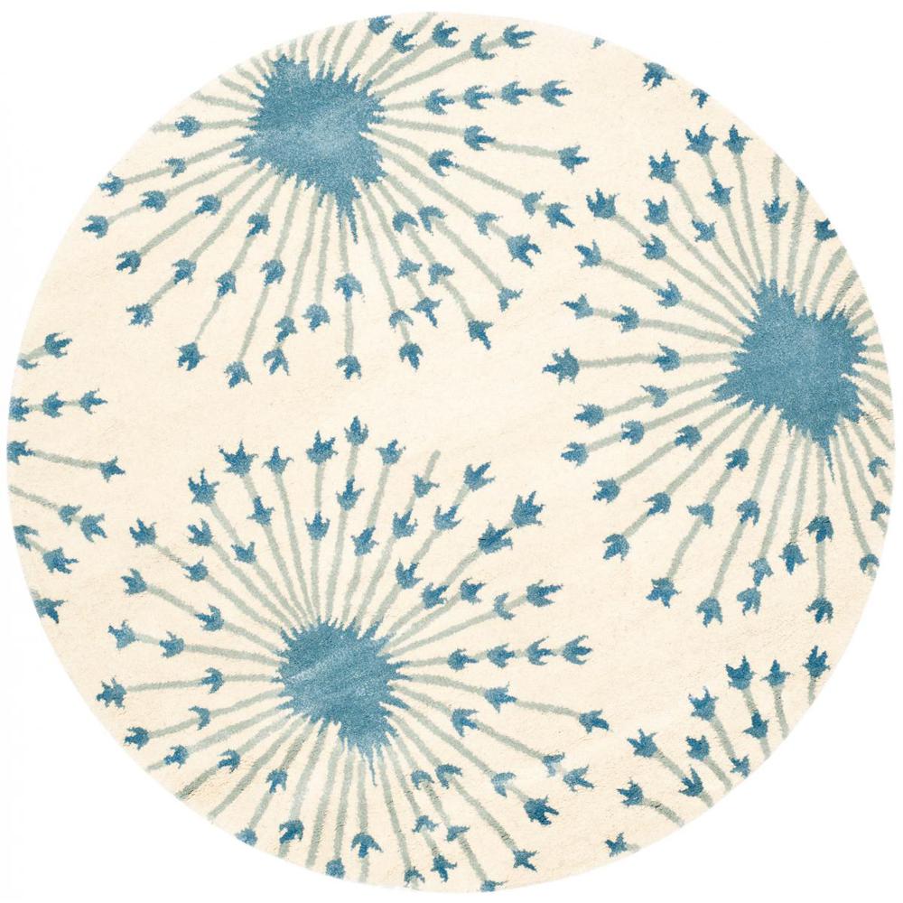 BELLA, BEIGE / BLUE, 5' X 5' Round, Area Rug, BEL123B-5R. Picture 1