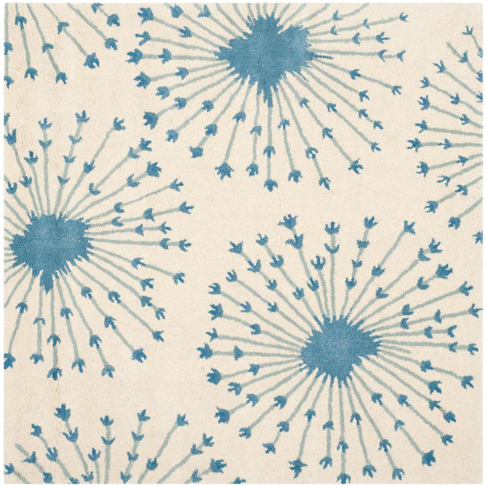 BELLA, BEIGE / BLUE, 5' X 5' Square, Area Rug, BEL123B-5SQ. Picture 1