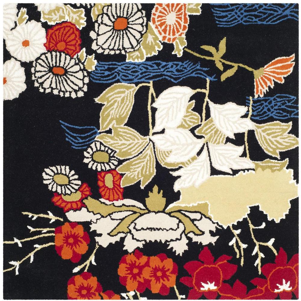 BELLA, BLACK / MULTI, 5' X 5' Square, Area Rug. Picture 1