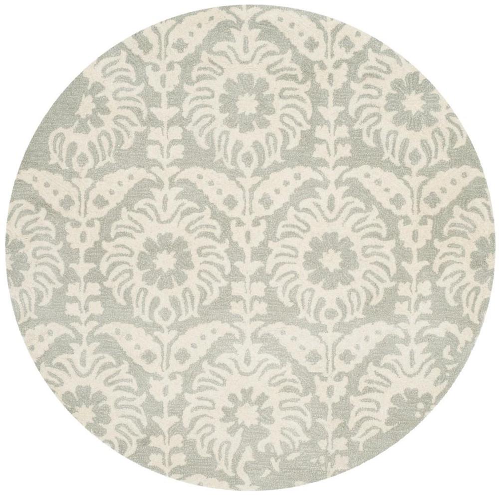 BELLA, LIGHT GREY / IVORY, 5' X 5' Round, Area Rug. Picture 1