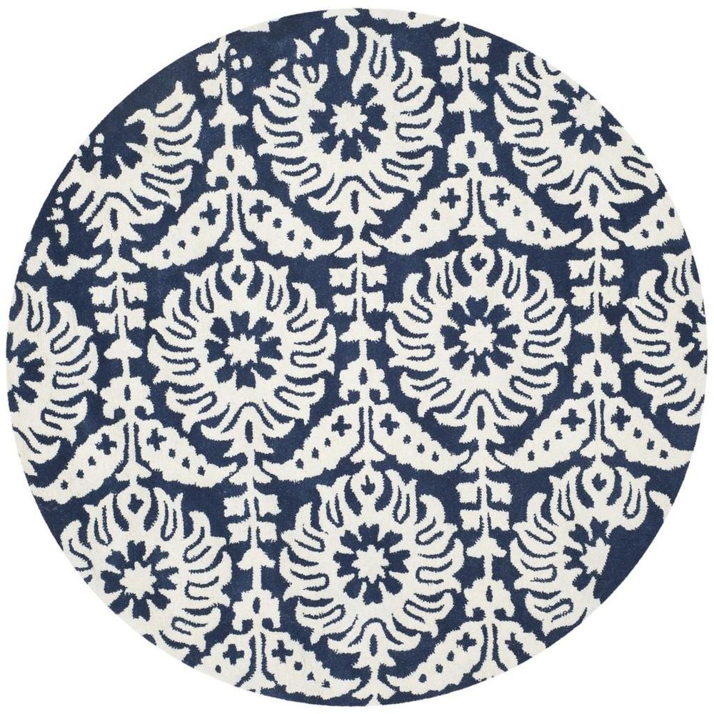 BELLA, NAVY / IVORY, 5' X 5' Round, Area Rug, BEL125D-5R. Picture 1