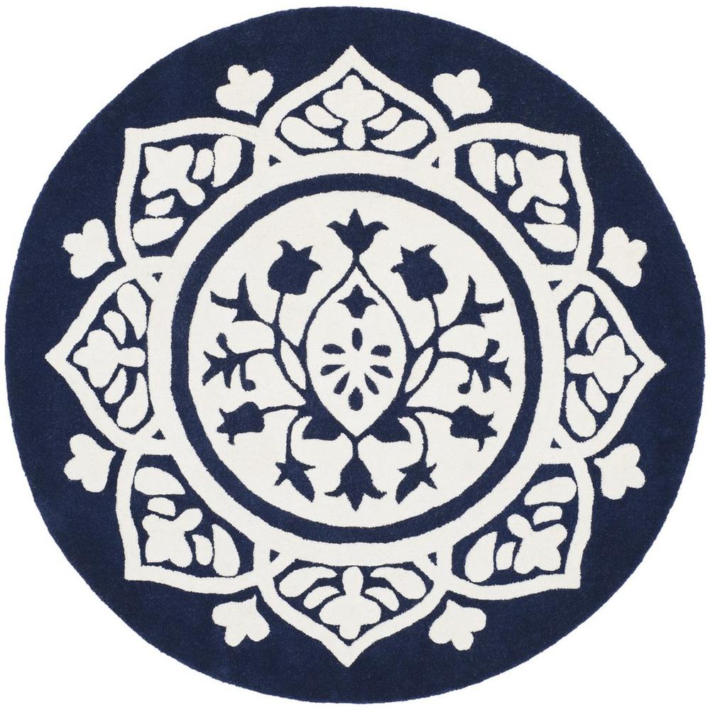 BELLA, NAVY / IVORY, 5' X 5' Round, Area Rug, BEL136B-5R. Picture 1
