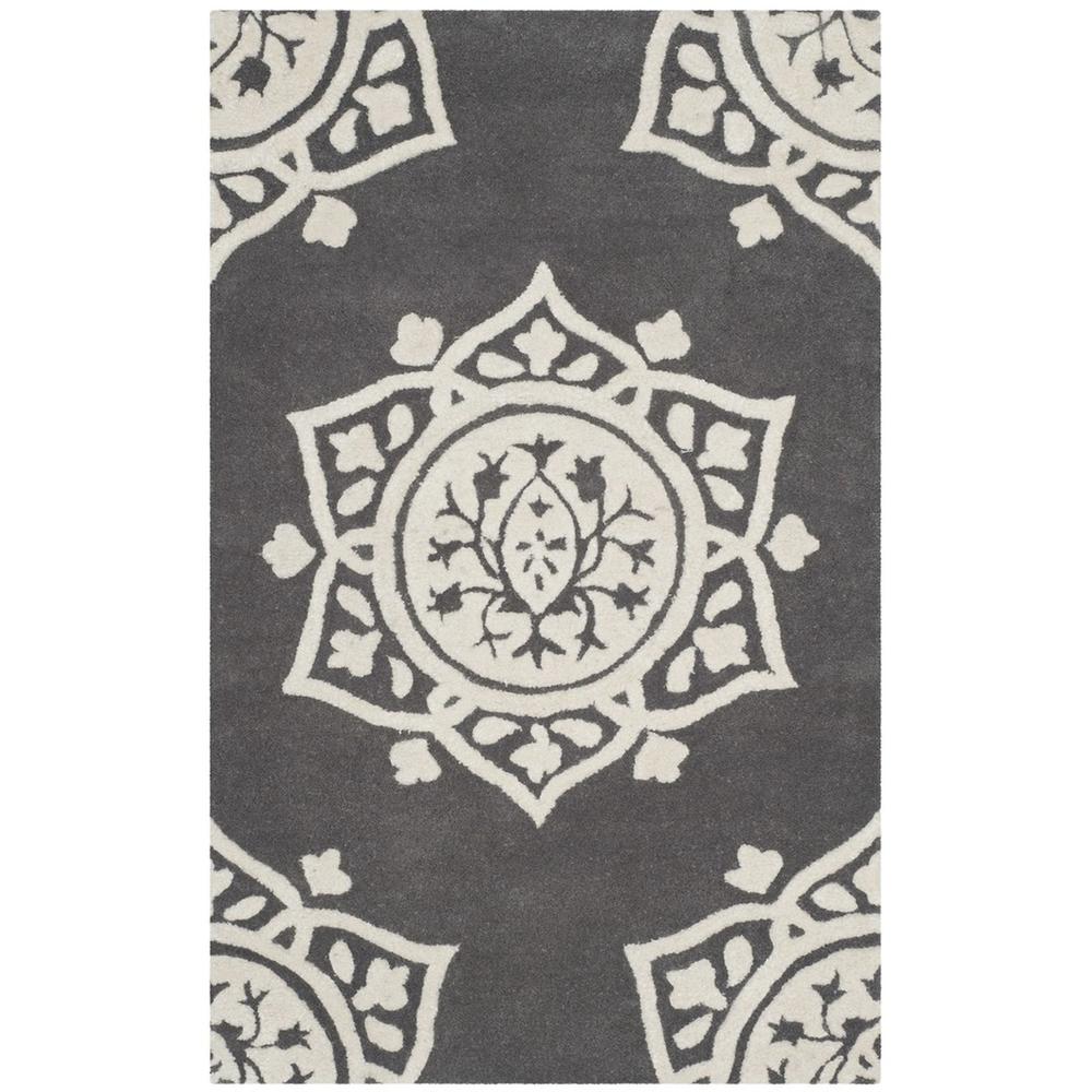 BELLA, DARK GREY / IVORY, 2'-6" X 4', Area Rug, BEL136C-24. Picture 1