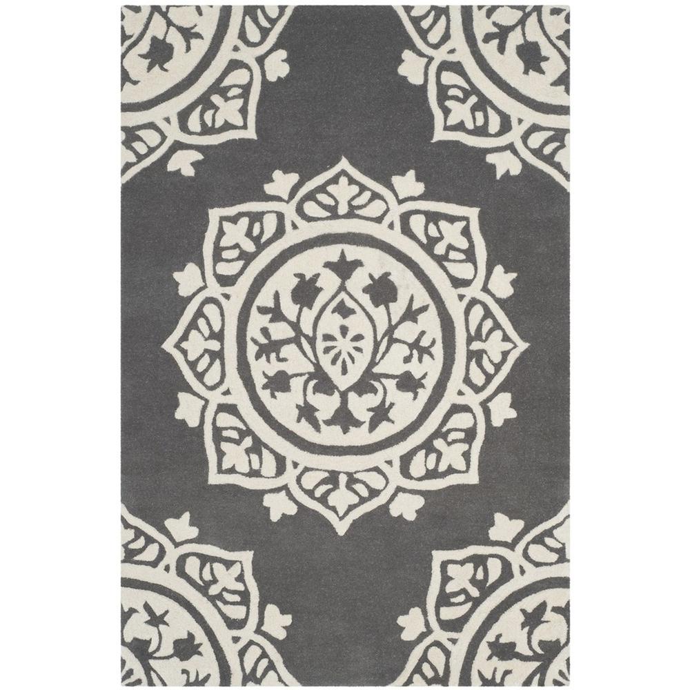 BELLA, DARK GREY / IVORY, 4' X 6', Area Rug, BEL136C-4. Picture 1