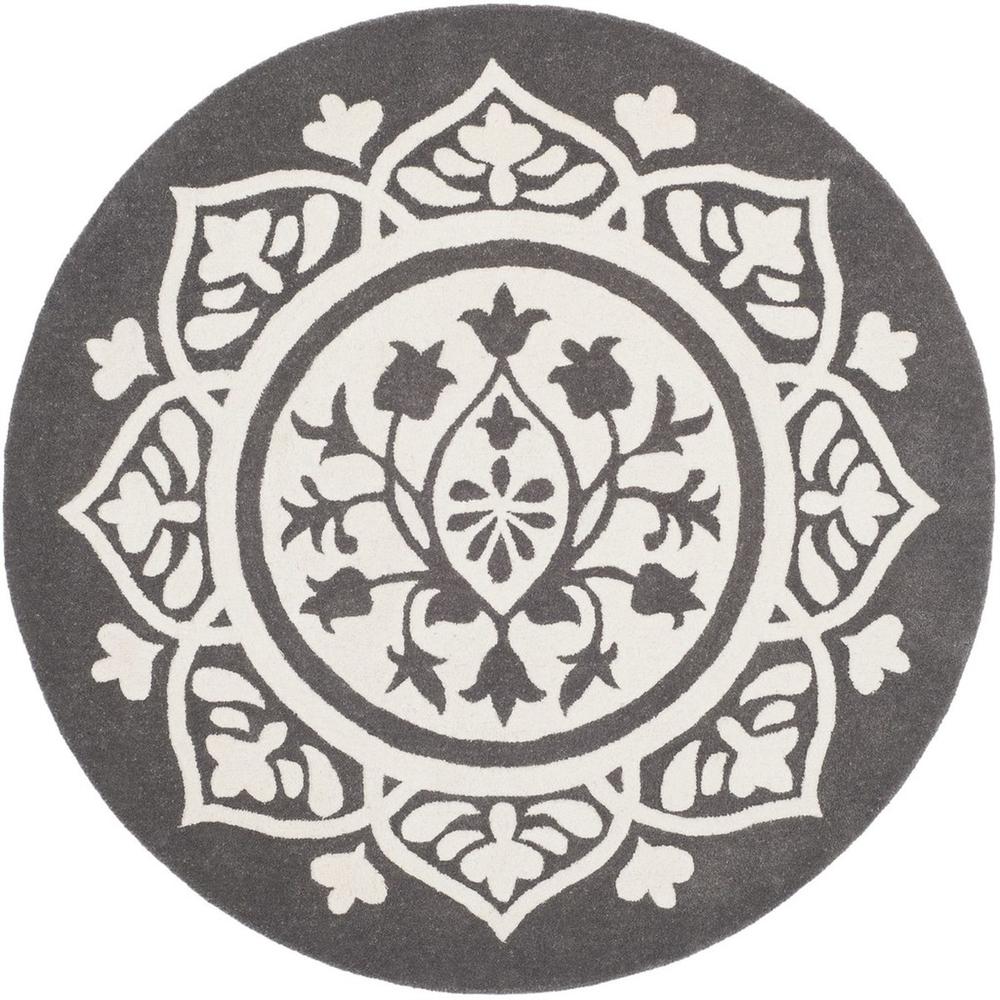 BELLA, DARK GREY / IVORY, 5' X 5' Round, Area Rug, BEL136C-5R. Picture 1