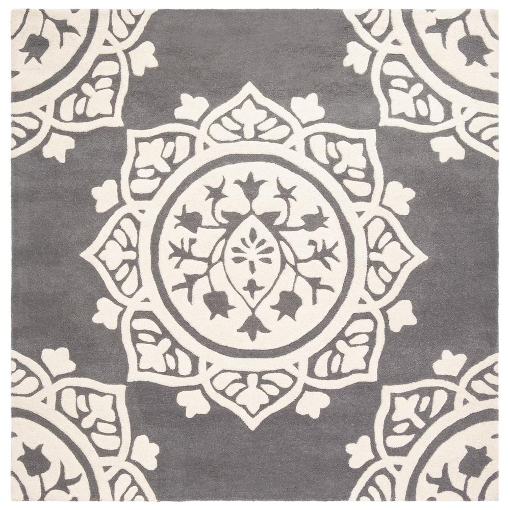 BELLA, DARK GREY / IVORY, 5' X 5' Square, Area Rug, BEL136C-5SQ. Picture 1