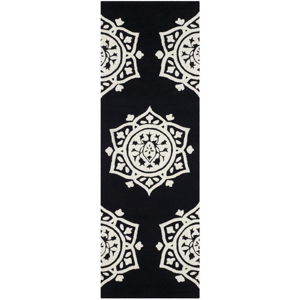 BELLA, BLACK / IVORY, 2'-3" X 7', Area Rug, BEL136D-27. Picture 1