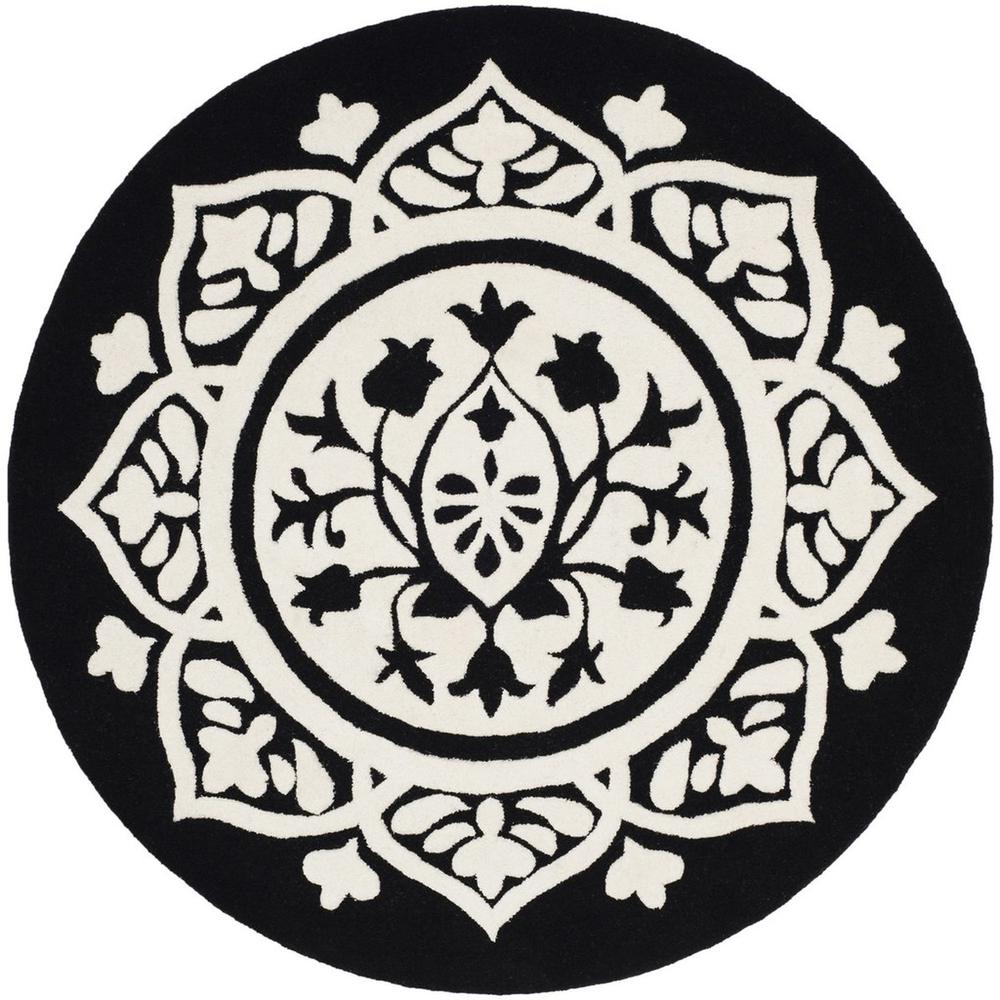 BELLA, BLACK / IVORY, 5' X 5' Round, Area Rug, BEL136D-5R. Picture 1