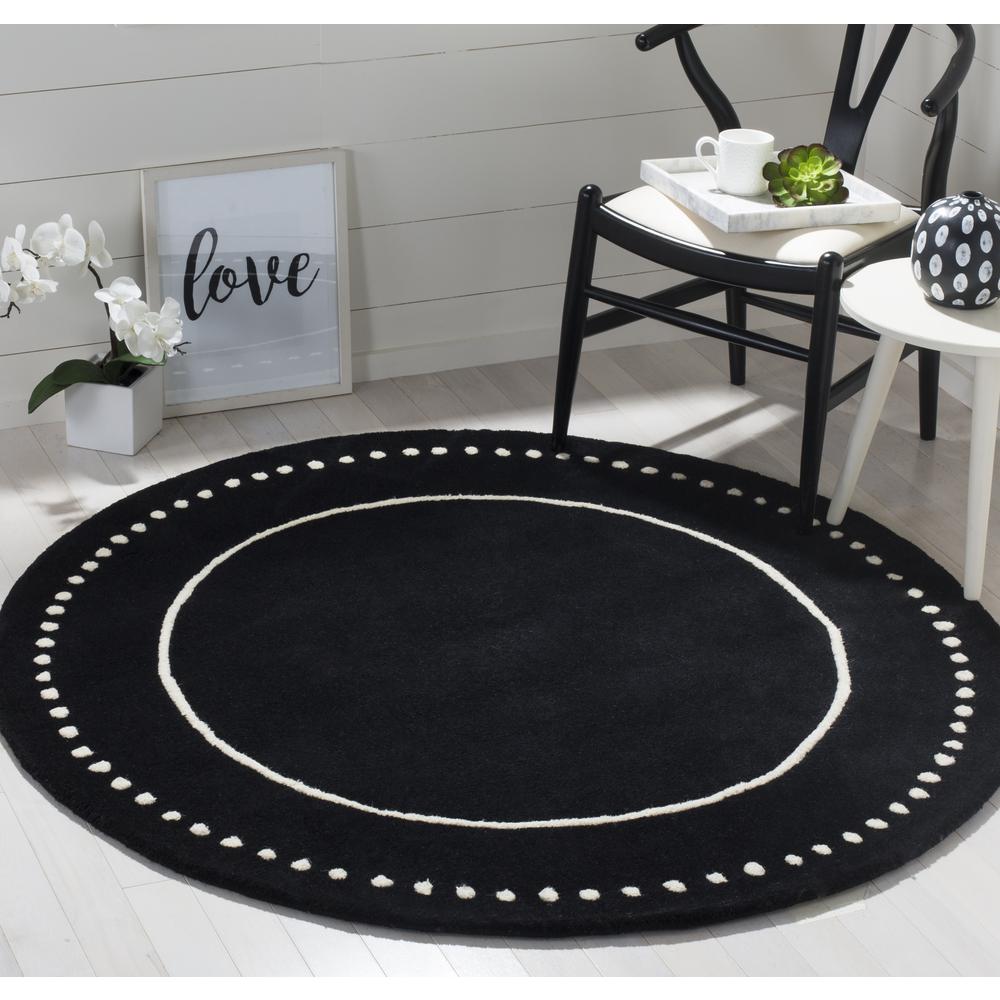 BELLA, BLACK / IVORY, 5' X 5' Round, Area Rug, BEL151E-5R. Picture 3