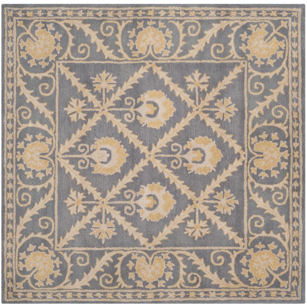 BELLA, BLUE / GOLD, 5' X 5' Square, Area Rug. Picture 1