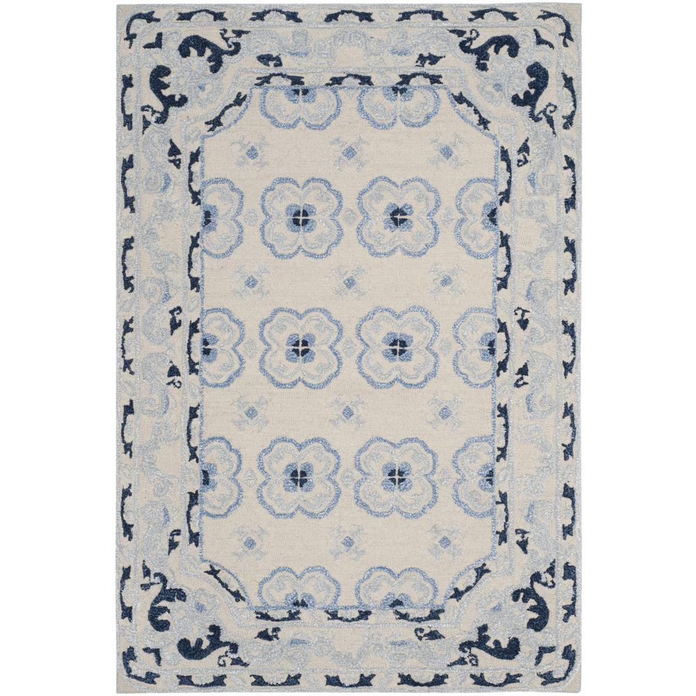 BELLA, IVORY / BLUE, 4' X 6', Area Rug, BEL154A-4. Picture 1