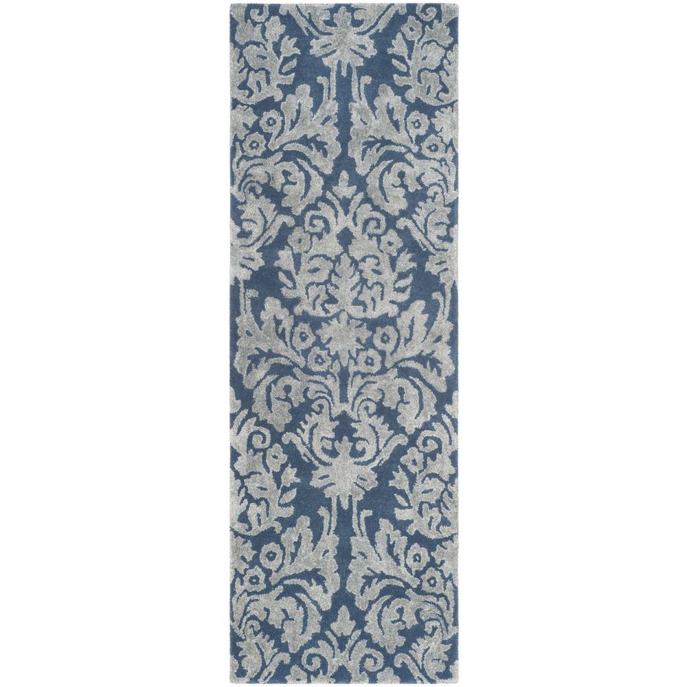 BELLA, NAVY / GREY, 2'-3" X 7', Area Rug. Picture 1