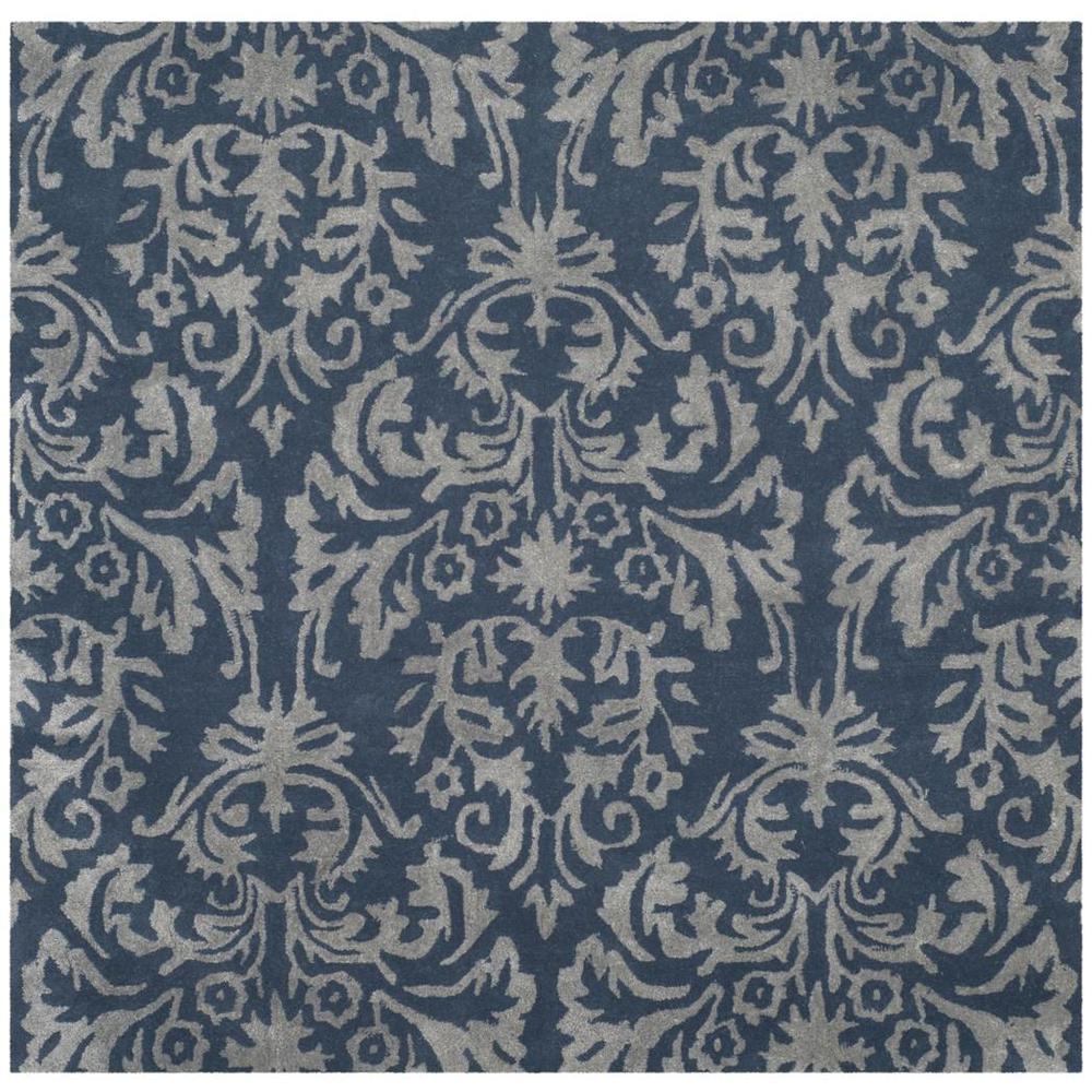 BELLA, NAVY / GREY, 5' X 5' Square, Area Rug. Picture 1