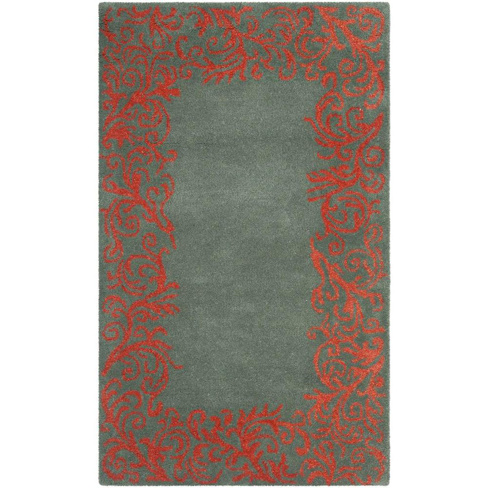 BELLA, BLUE / CORAL, 2'-6" X 4', Area Rug. Picture 1