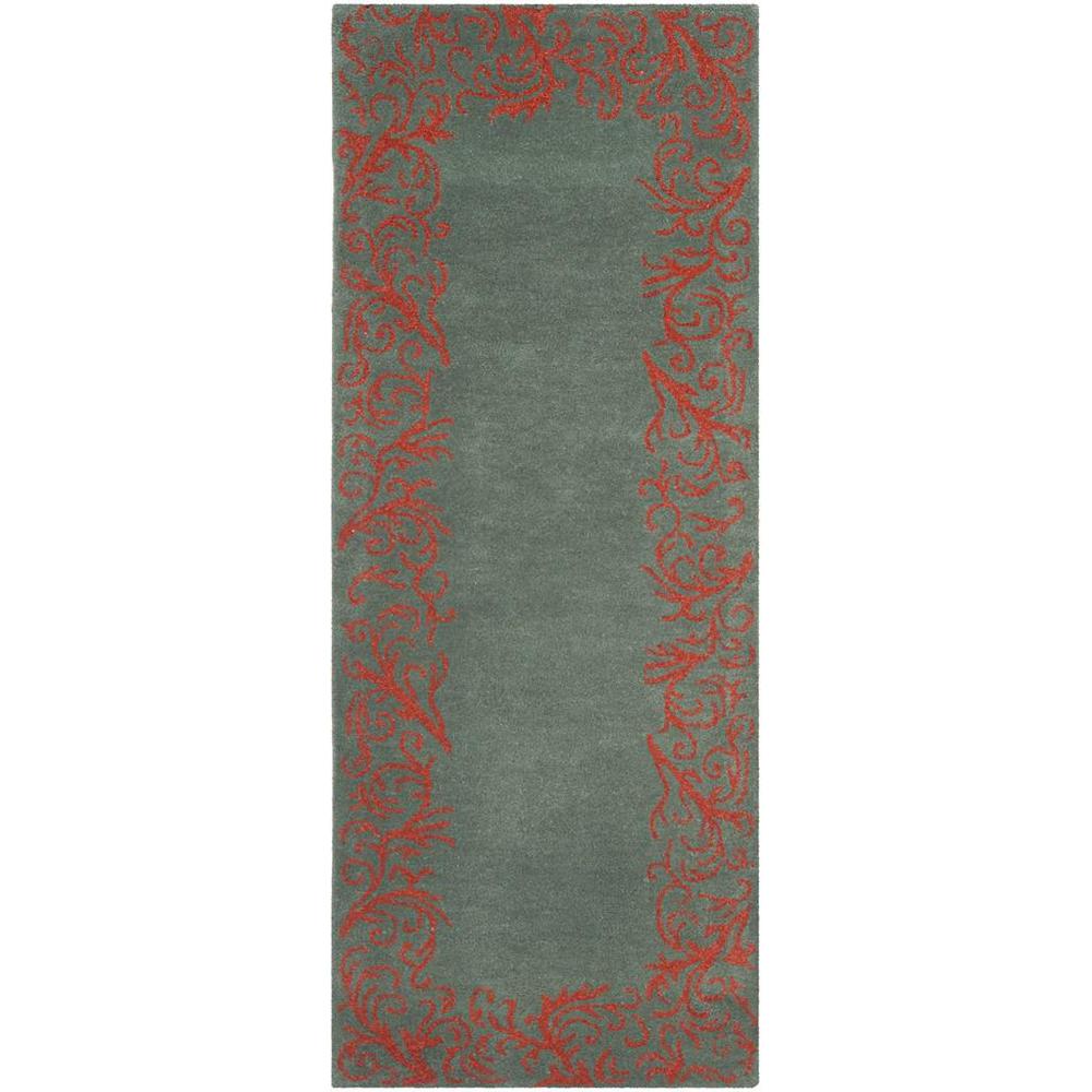 BELLA, BLUE / CORAL, 2'-3" X 7', Area Rug. Picture 1