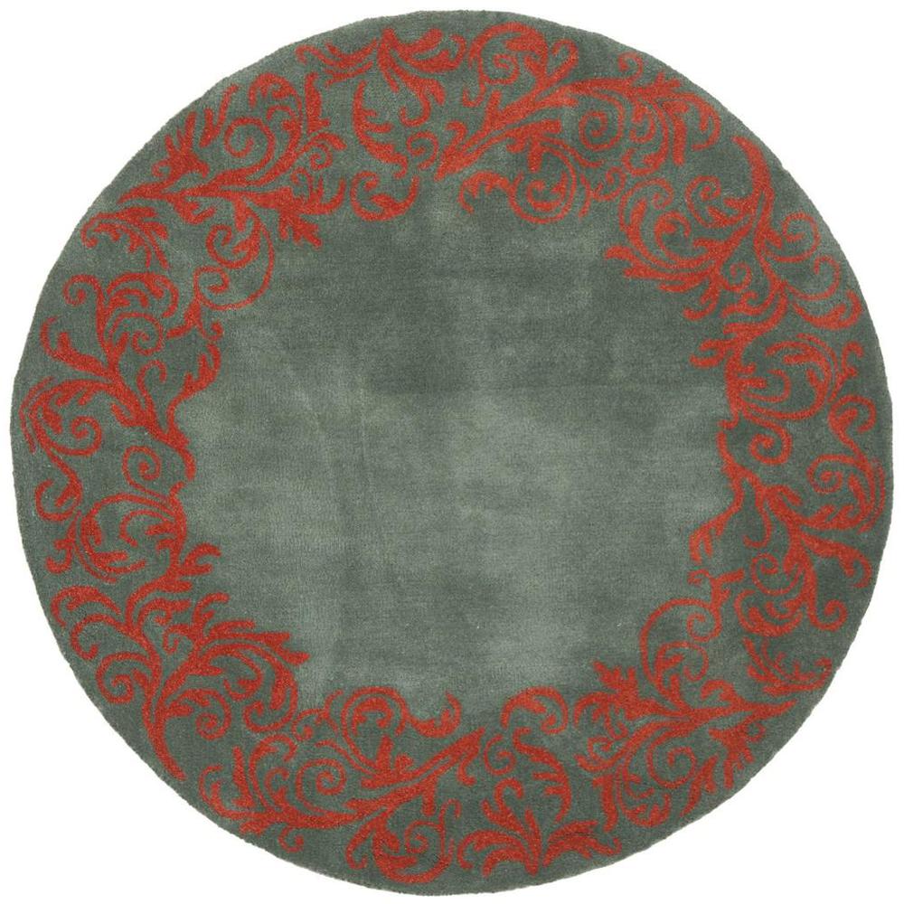 BELLA, BLUE / CORAL, 5' X 5' Round, Area Rug. Picture 1