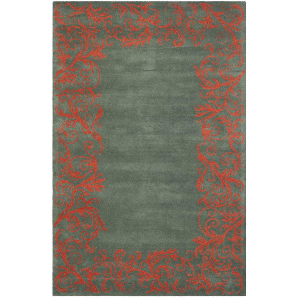 BELLA, BLUE / CORAL, 6' X 9', Area Rug. Picture 1