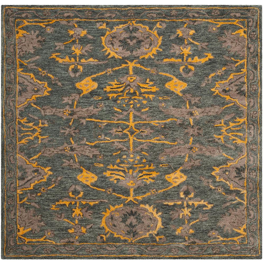 BELLA, BLUE GREY / GOLD, 5' X 5' Square, Area Rug. Picture 1
