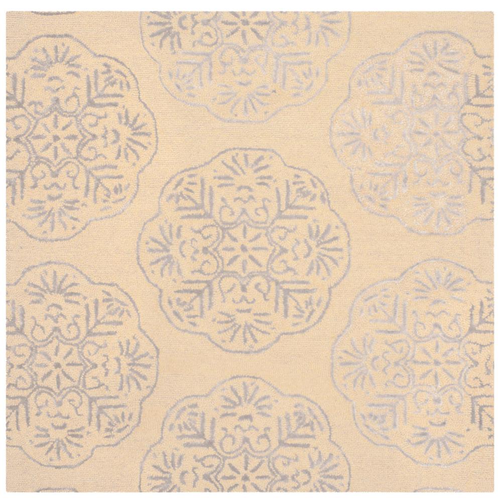BELLA, BEIGE / SILVER, 6' X 6' Square, Area Rug. Picture 1