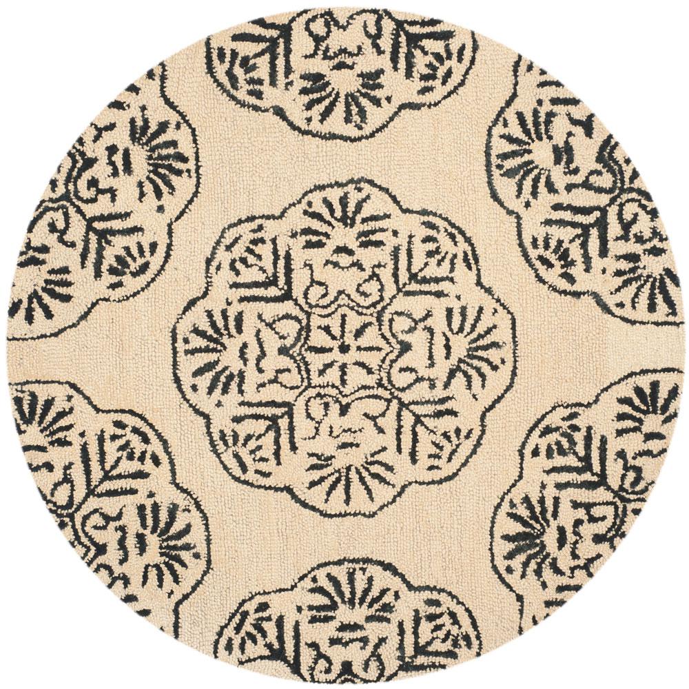 BELLA, IVORY / CHARCOAL, 5' X 5' Round, Area Rug. Picture 1