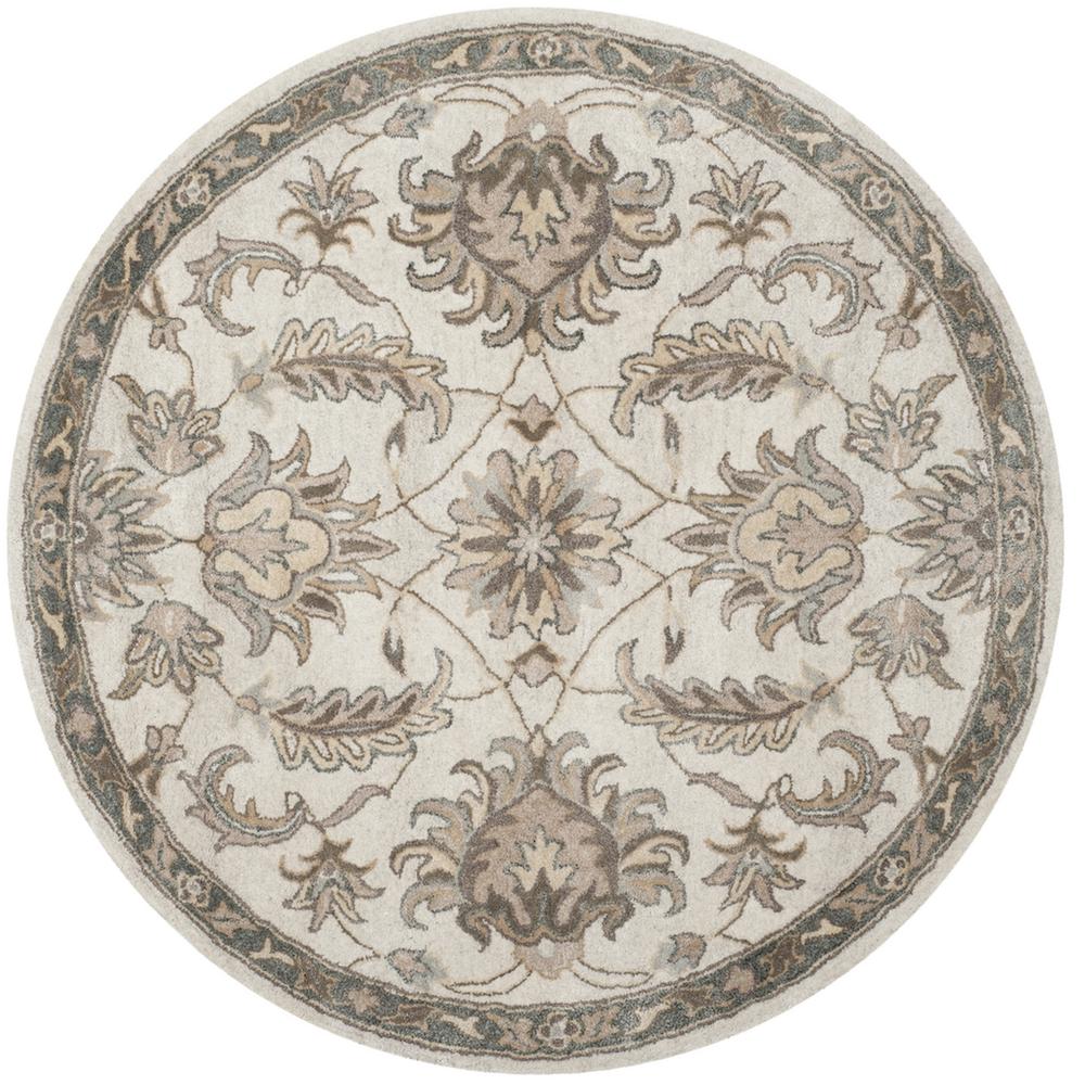 BELLA, IVORY / LIGHT GREY, 5' X 5' Round, Area Rug. Picture 1