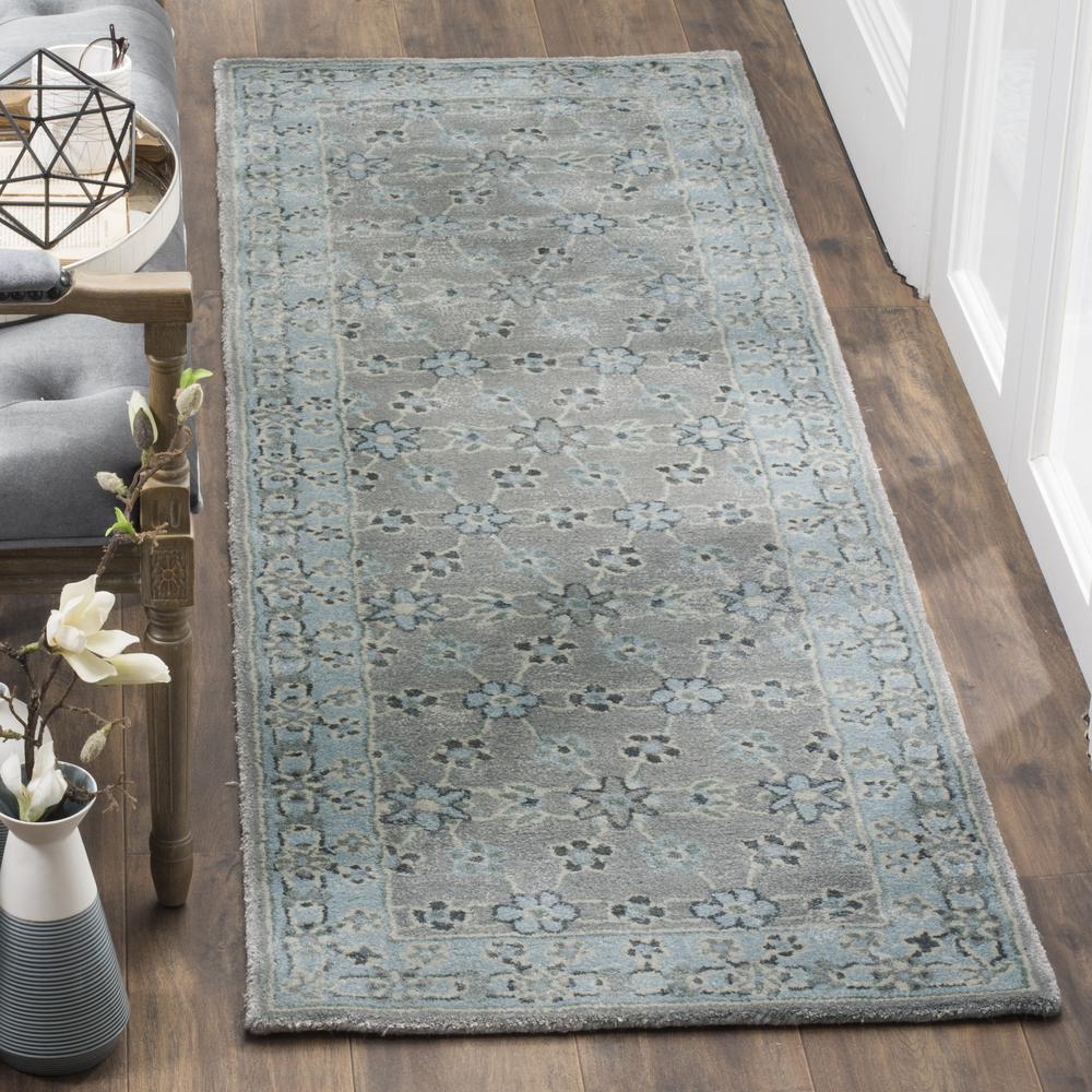 BELLA, SILVER / LIGHT BLUE, 2'-3" X 7', Area Rug. Picture 1