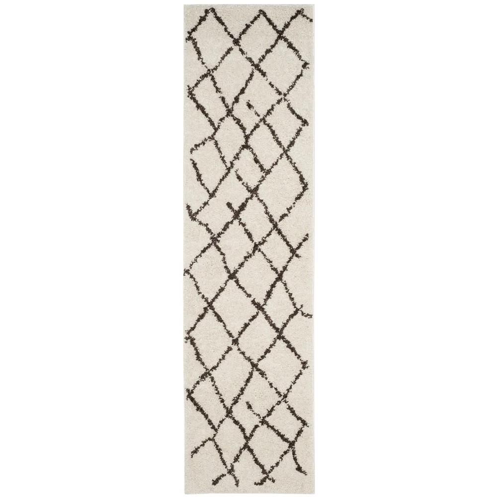 BERBER SHAG, CREME / BROWN, 2'-3" X 8', Area Rug. Picture 1
