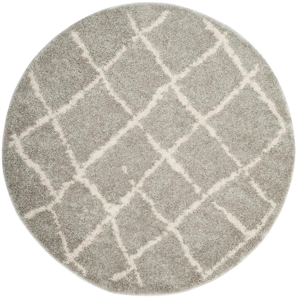 BERBER SHAG, LIGHT GREY / CREAM, 5'-1" X 5'-1" Round, Area Rug, BER162B-5R. Picture 1