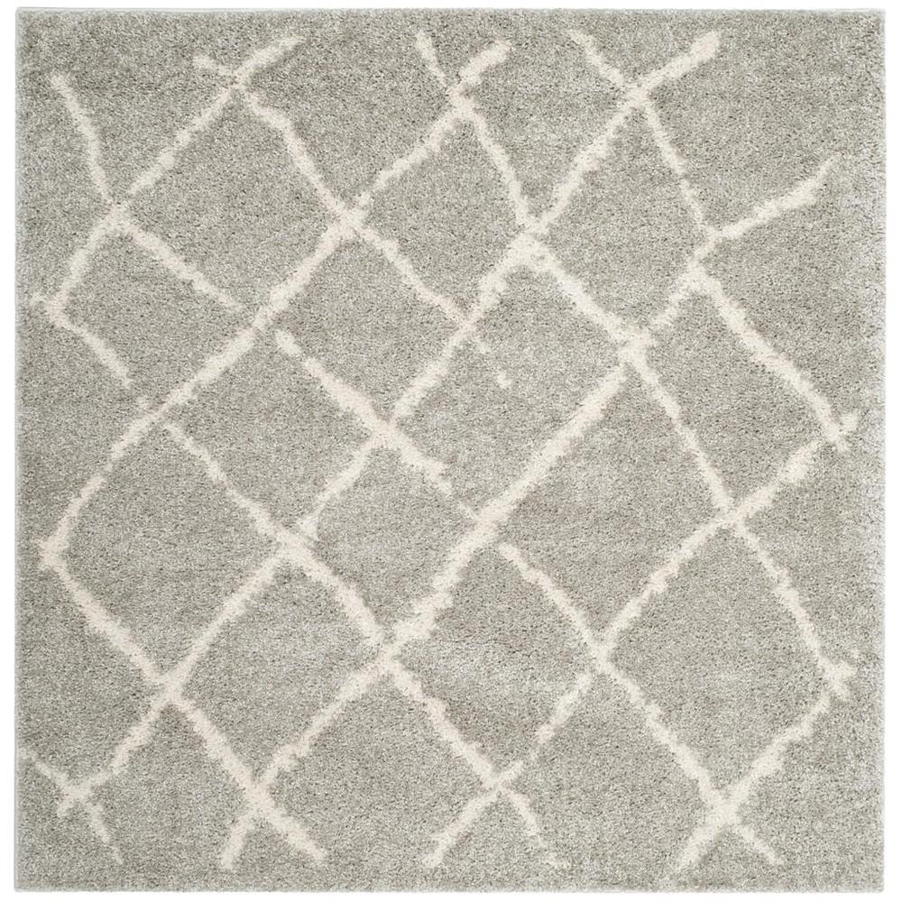 BERBER SHAG, LIGHT GREY / CREAM, 5'-1" X 5'-1" Square, Area Rug, BER162B-5SQ. Picture 1