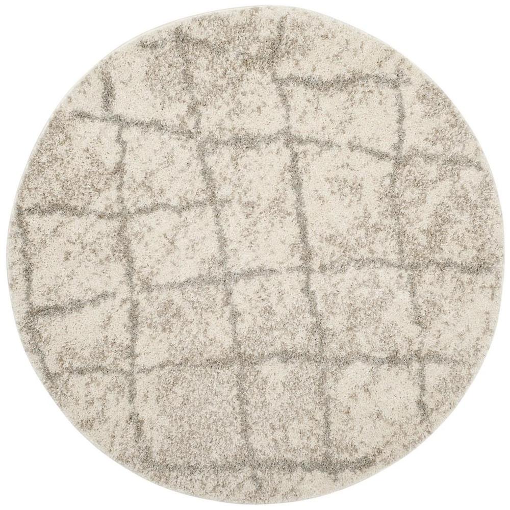 BERBER SHAG, CREAM / LIGHT GREY, 5'-1" X 5'-1" Round, Area Rug, BER162C-5R. Picture 1