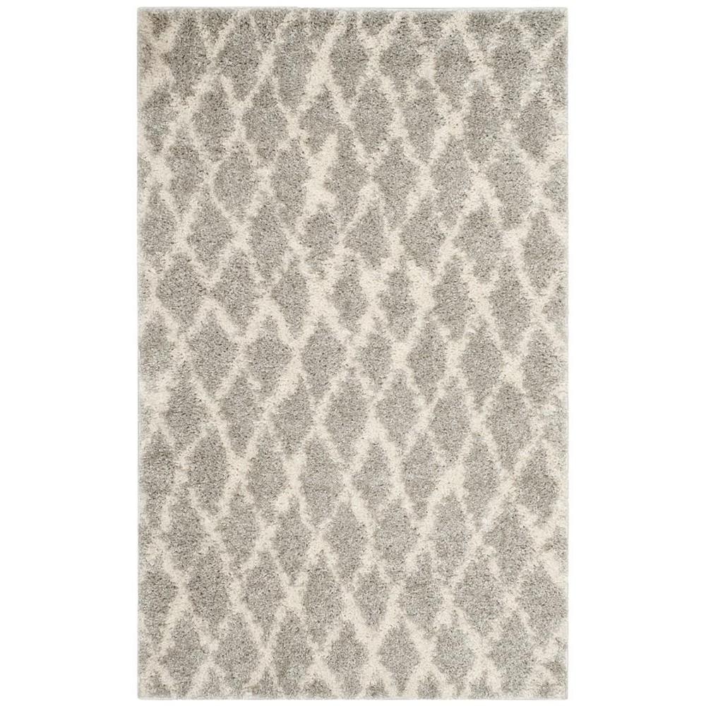 BERBER SHAG, LIGHT GREY / CREAM, 3' X 5', Area Rug, BER163B-3. Picture 1