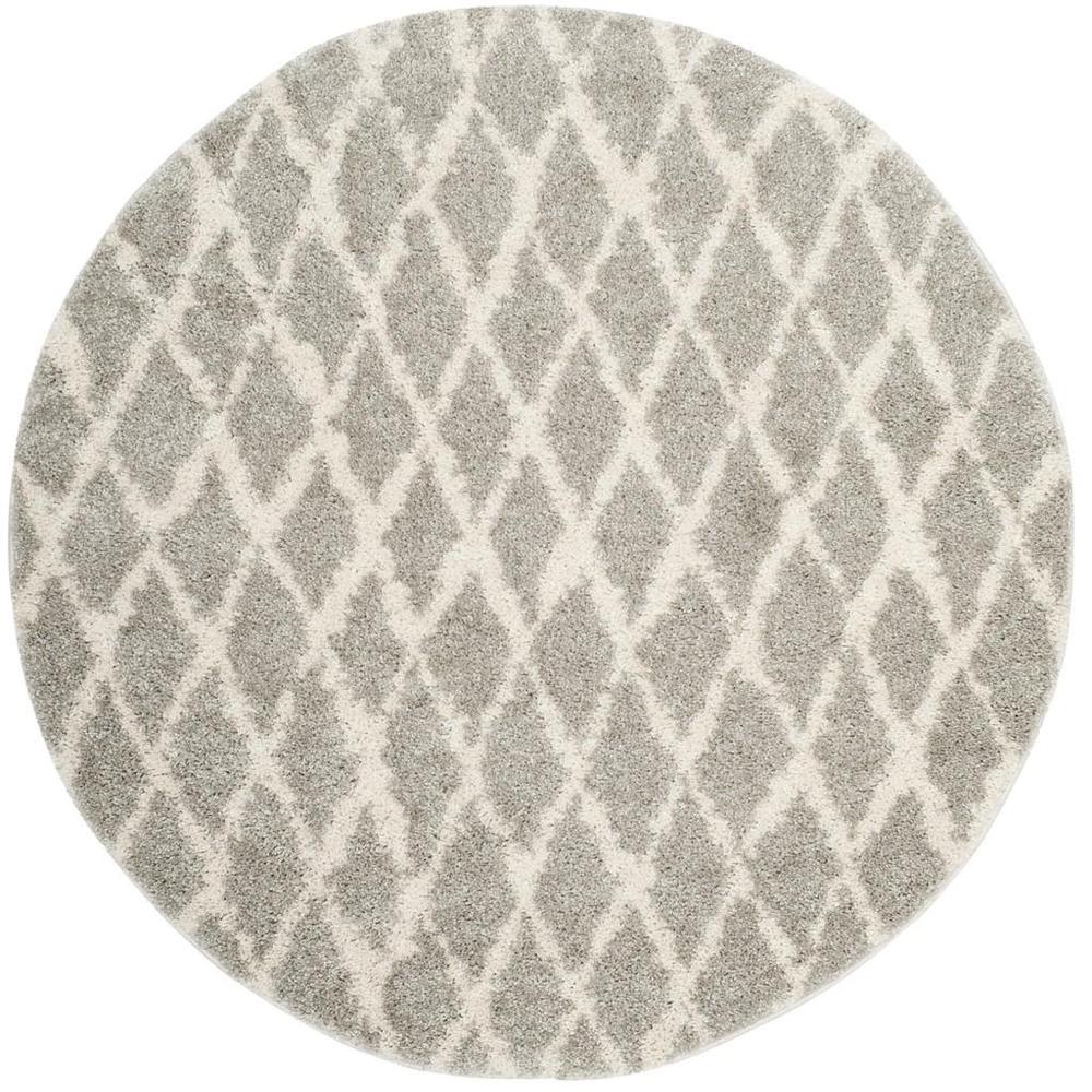 BERBER SHAG, LIGHT GREY / CREAM, 5'-1" X 5'-1" Round, Area Rug, BER163B-5R. Picture 1