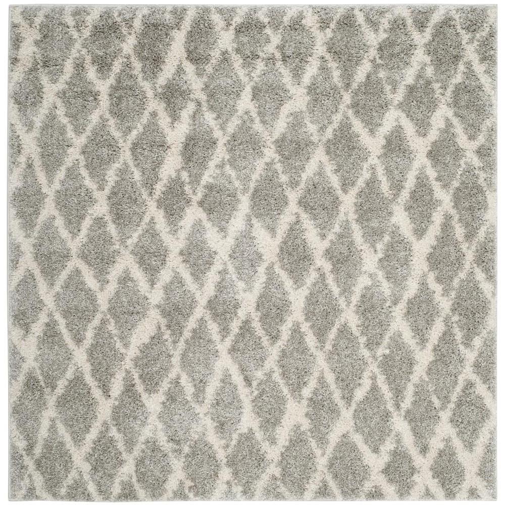 BERBER SHAG, LIGHT GREY / CREAM, 5'-1" X 5'-1" Square, Area Rug, BER163B-5SQ. Picture 1