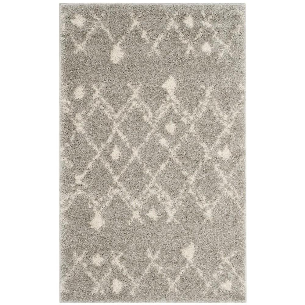 BERBER SHAG, LIGHT GREY / CREAM, 3' X 5', Area Rug, BER164B-3. Picture 1