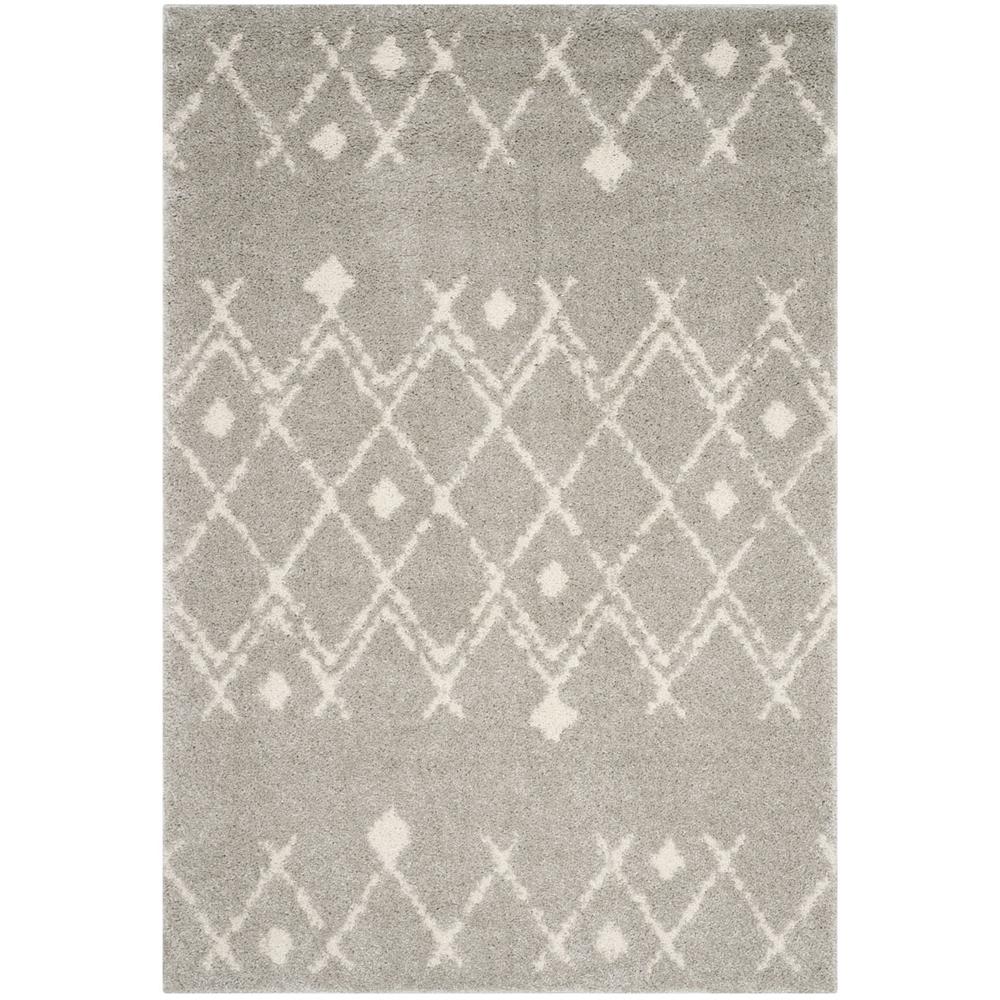 BERBER SHAG, LIGHT GREY / CREAM, 4' X 6', Area Rug, BER164B-4. Picture 1
