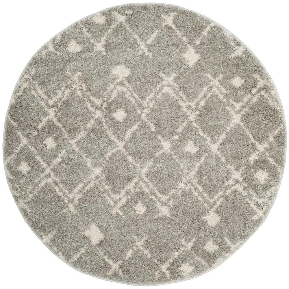 BERBER SHAG, LIGHT GREY / CREAM, 5'-1" X 5'-1" Round, Area Rug, BER164B-5R. Picture 1