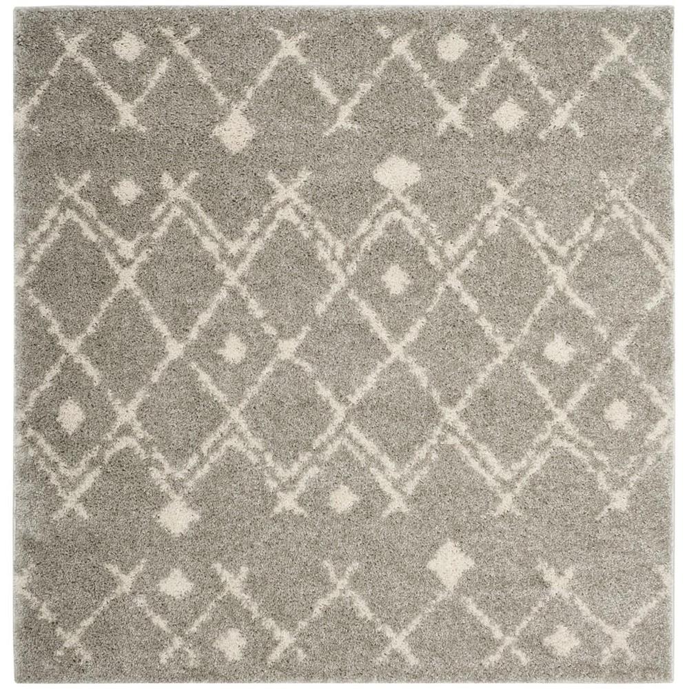 BERBER SHAG, LIGHT GREY / CREAM, 5'-1" X 5'-1" Square, Area Rug, BER164B-5SQ. Picture 1