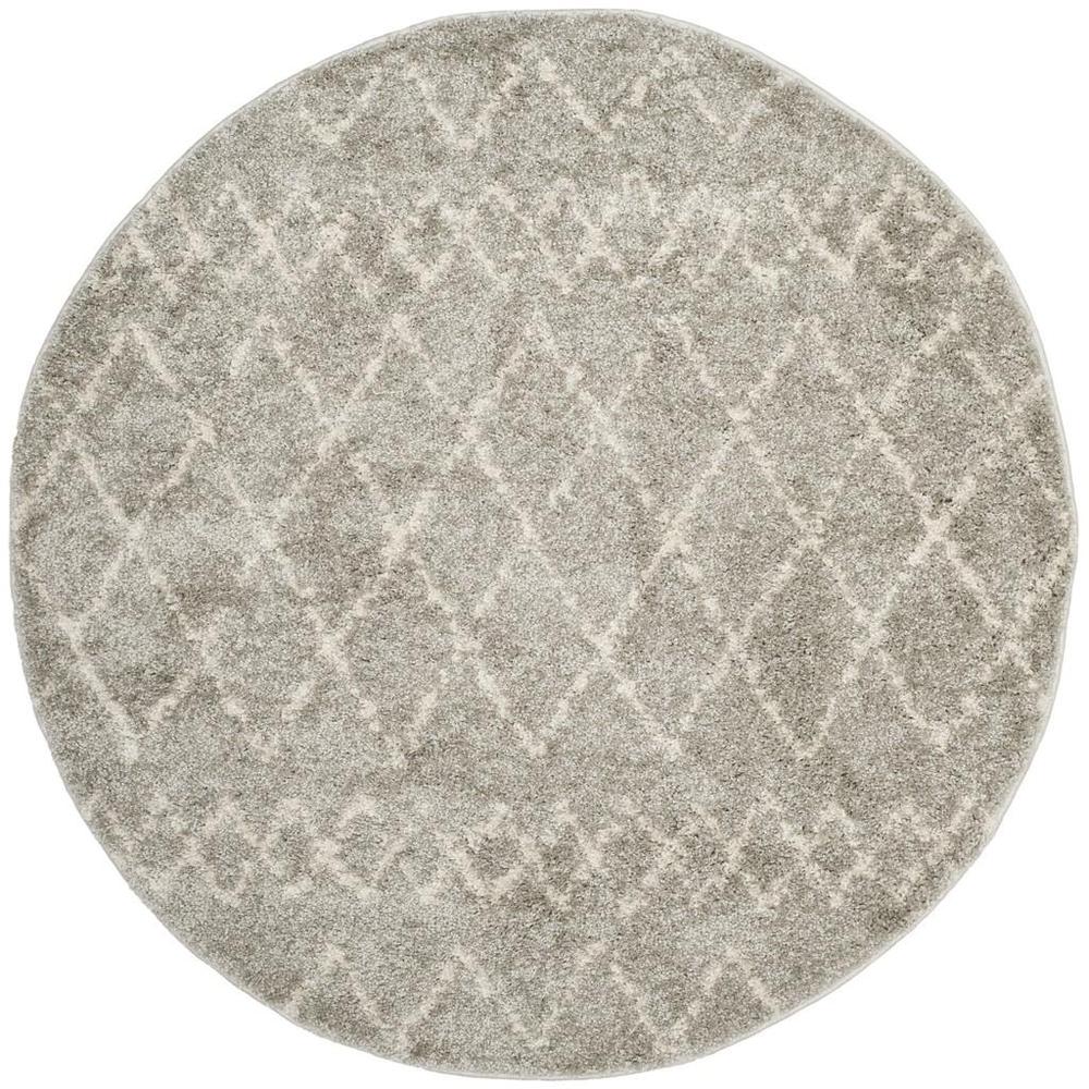 BERBER SHAG, LIGHT GREY / CREAM, 5'-1" X 5'-1" Round, Area Rug, BER165B-5R. Picture 1