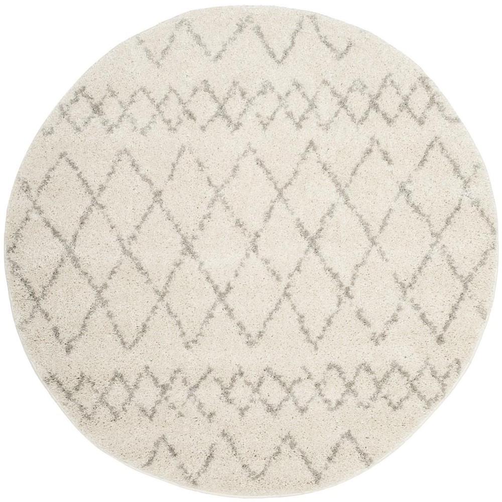 BERBER SHAG, CREAM / LIGHT GREY, 5'-1" X 5'-1" Round, Area Rug, BER165C-5R. Picture 1