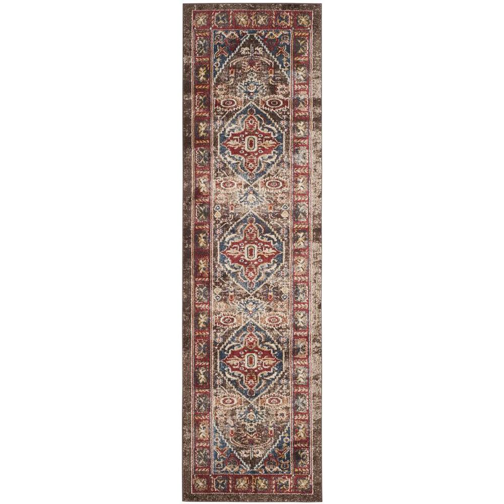 BIJAR, BROWN / ROYAL, 2'-3" X 8', Area Rug. Picture 1